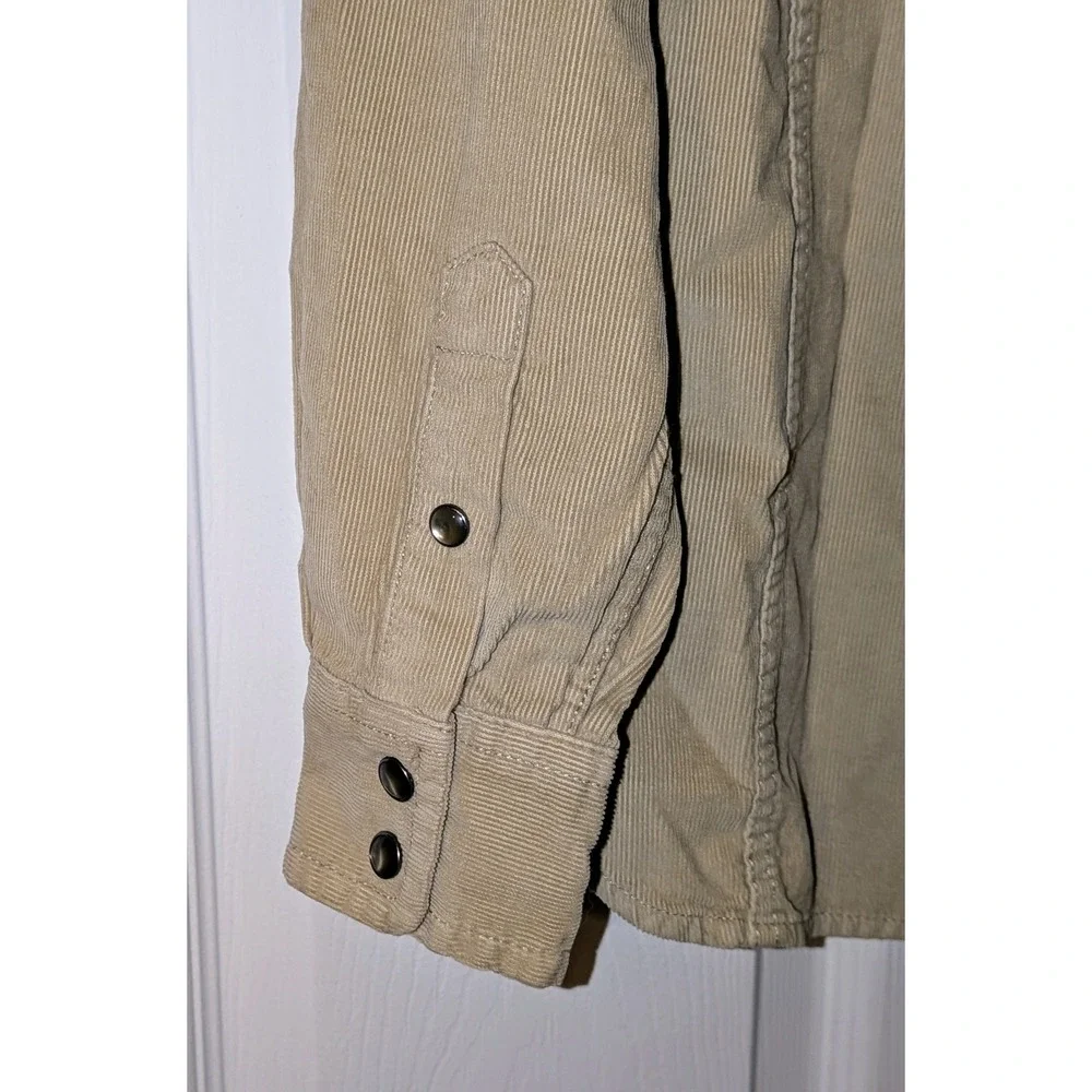J. Crew Corduroy Western Shirt Tan Snap Button Long Sleeve Size 00 NWT $148 Flaw
